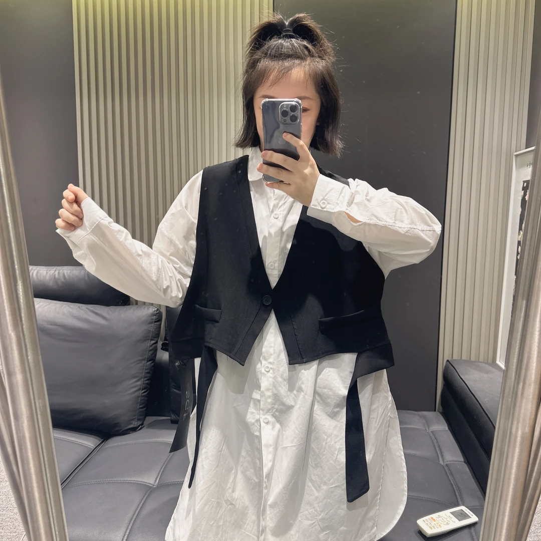 双双韩版百搭马夹潮流时尚上衣设计感宽松气质短款无袖西装马甲潮