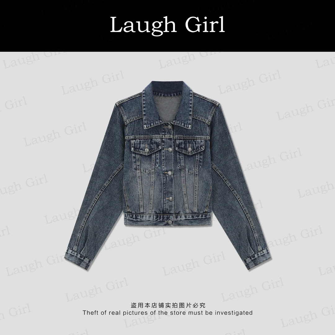 楚楚君 Laugh girl【怀旧牛仔】翻领水洗百搭牛仔外套WL531073J