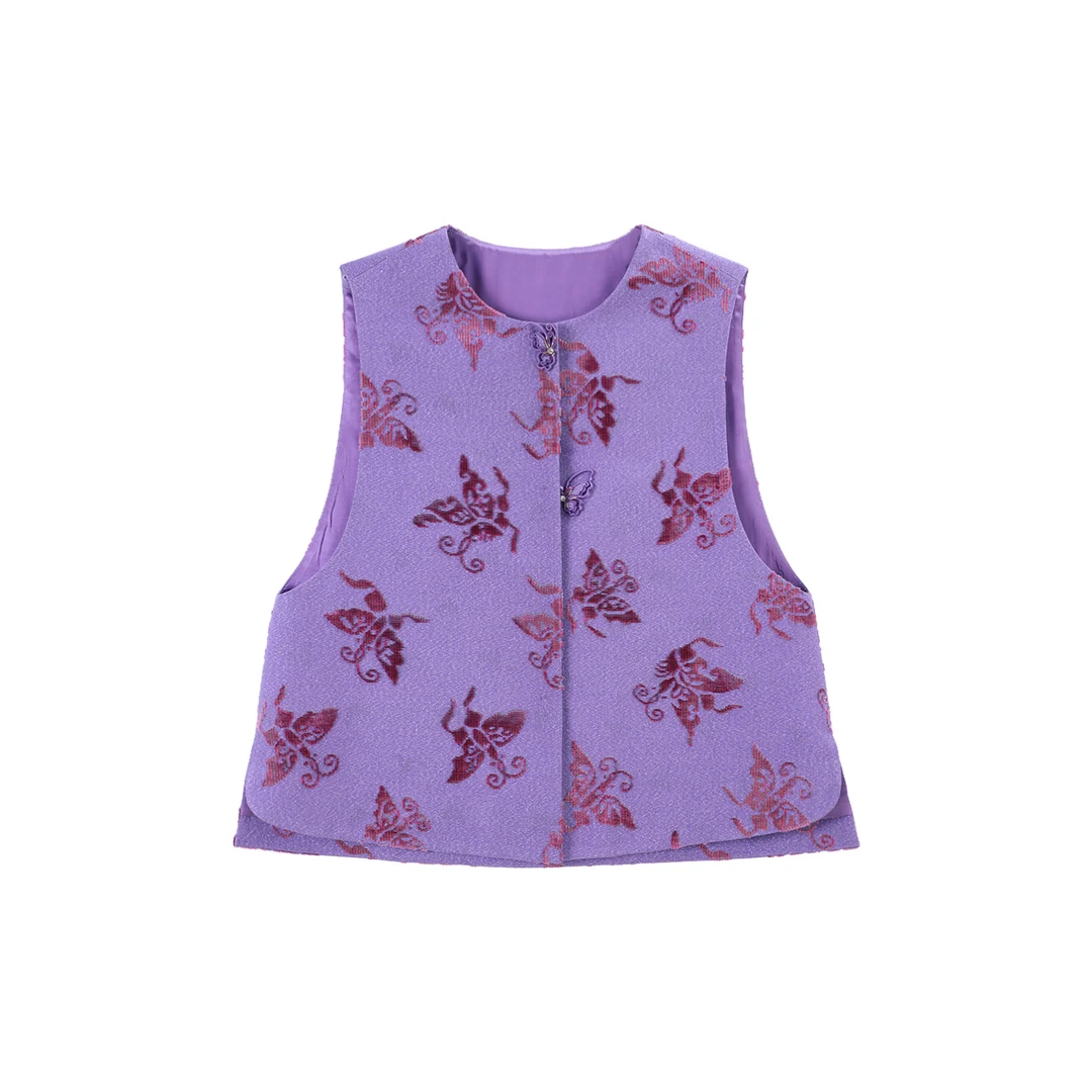 【岚岚专属】紫色蝴蝶丝毛漳绒马甲 28061