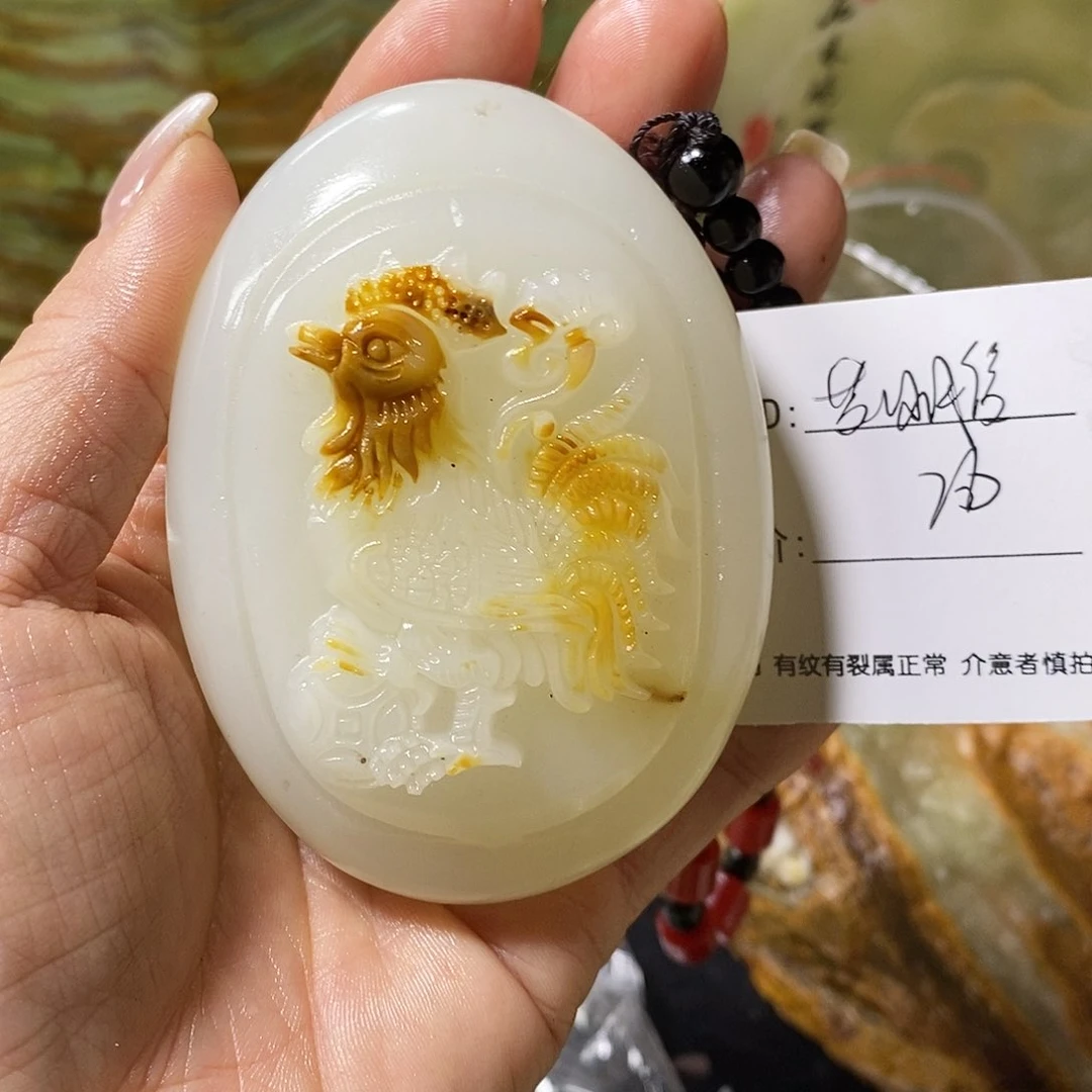 石材艾*俊古青石手把件