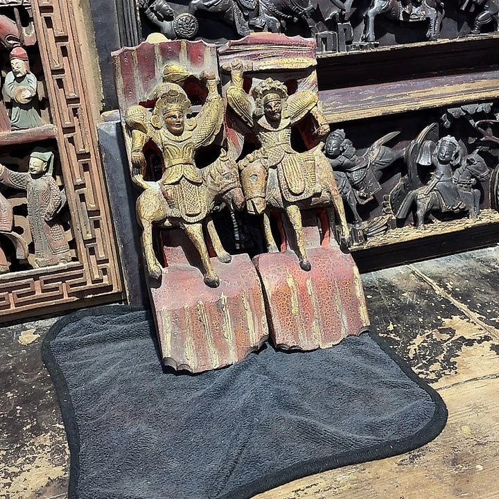 木雕花板老木头茶道具