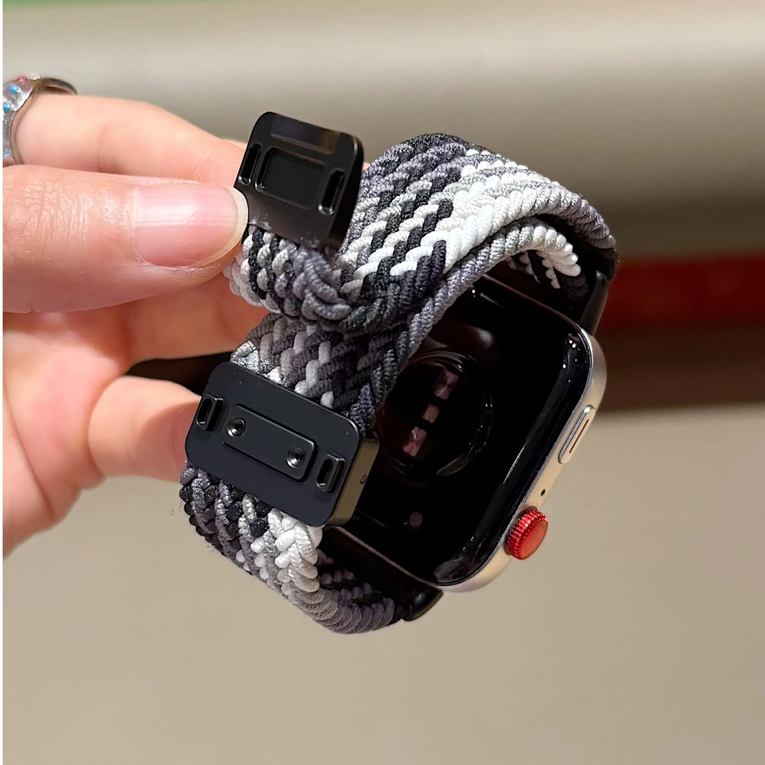 适用华为watchFIT4一体编织磁吸炫彩黑4pro弹力运动fit3腕带男女