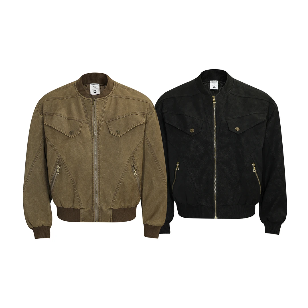 【短宽洗水皮】美拉德哈灵顿夹克男款秋冬季vintage美式休闲复古