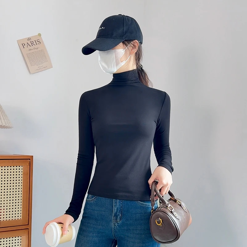 打底衫女款爆款2025新款女秋冬内搭黑色长袖t恤磨毛内搭长袖百搭