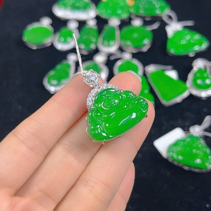 翡翠银S925镶嵌吊坠(不含链)