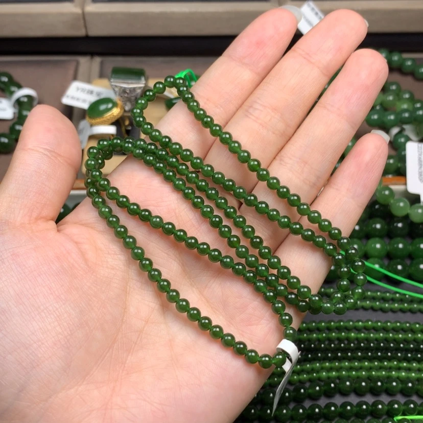 【闪购商品】和田玉（碧玉）未镶嵌颈饰4m辣菠菜无黑