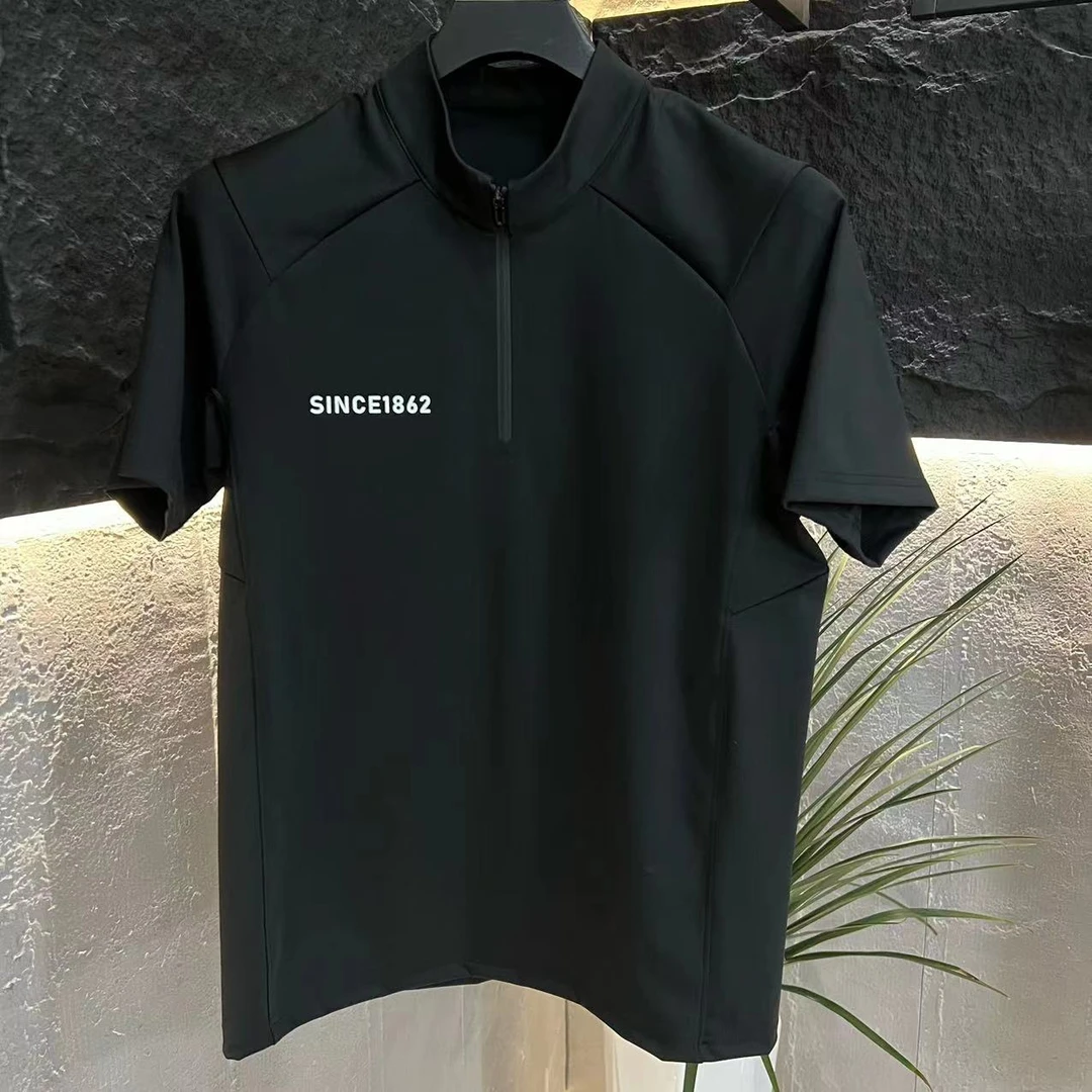 男女情侣户外运动商务休闲时尚百搭立领弹力短袖-6789