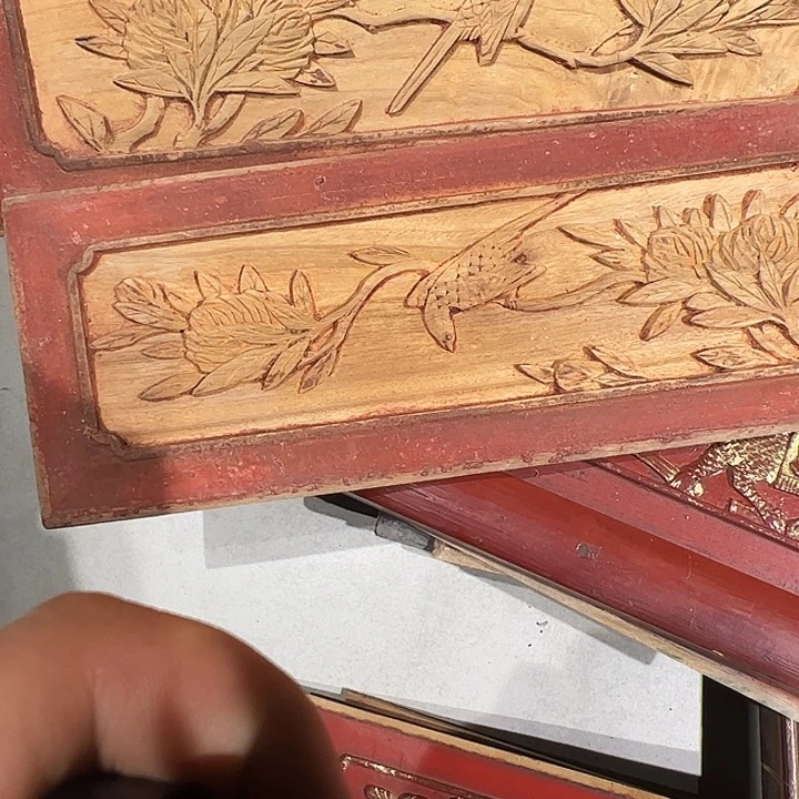 木（非红木类）不****)木雕花鸟一对