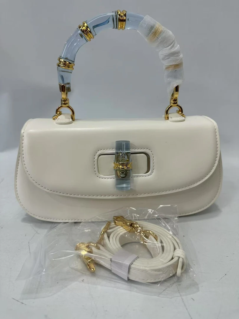 （F1636）竹节新白色百搭轻奢时尚手提式简约风单肩包时尚斜跨包