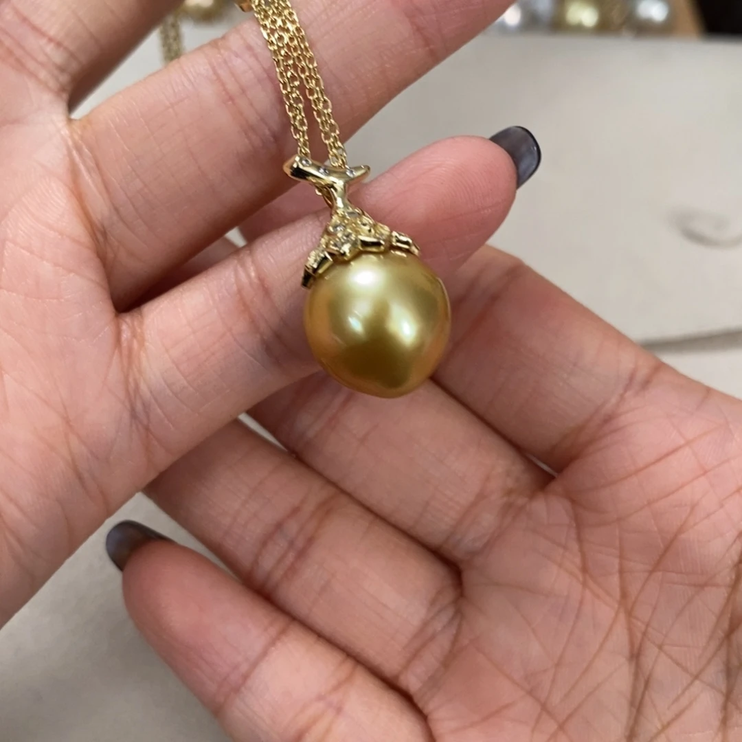 松***柳银S925镶嵌颈饰海水珍珠