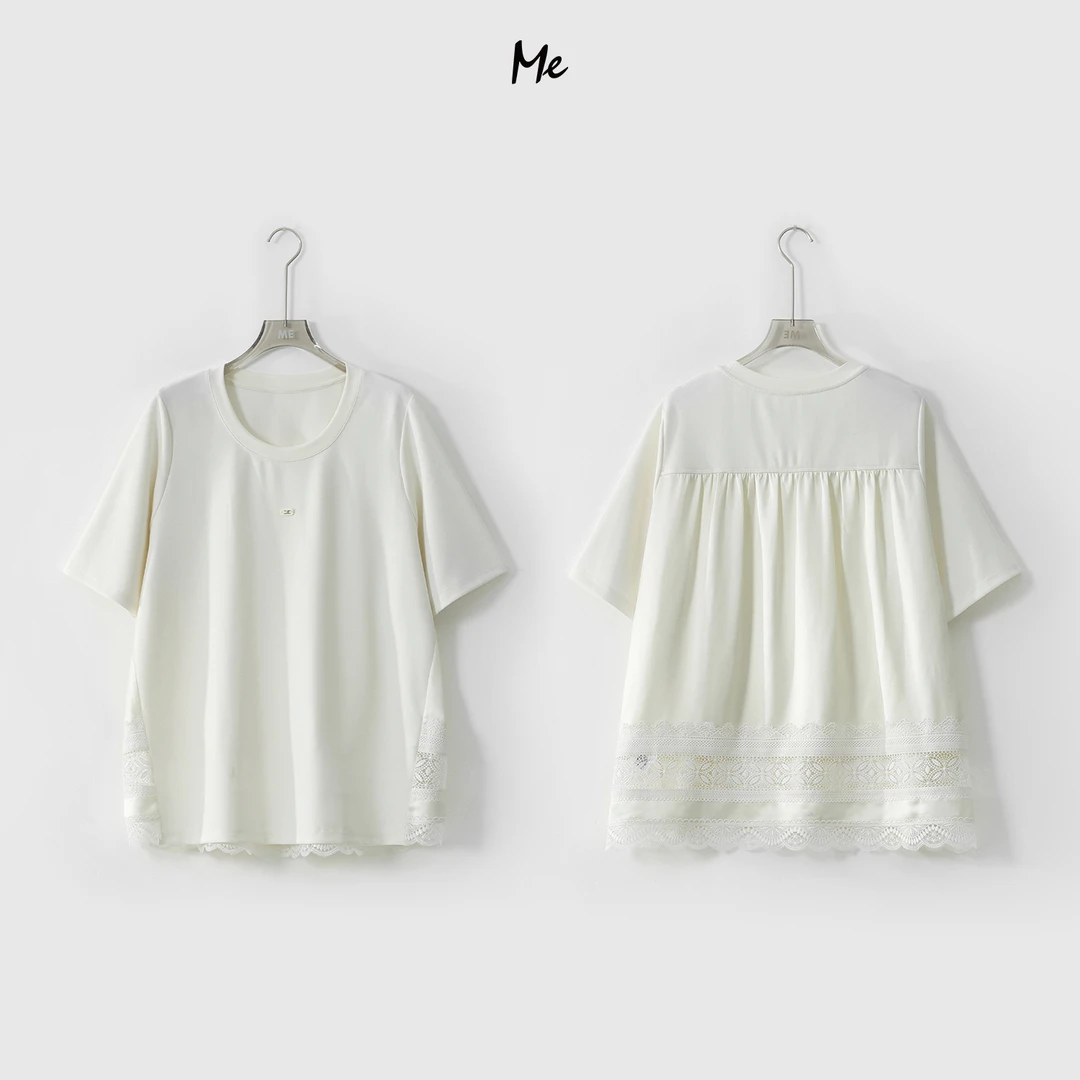 ME【盛夏心动】醋纤混纺镂空刺绣透气显瘦时尚百搭休闲T恤MESS4894