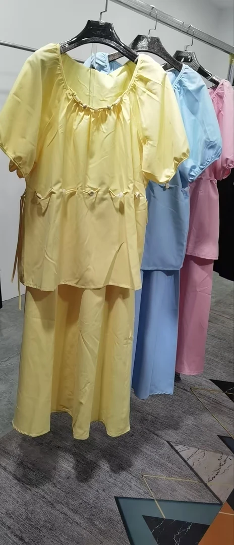 小清新设计套头短袖衬衫女装2025夏新款浪漫气质半身裙两件套8369