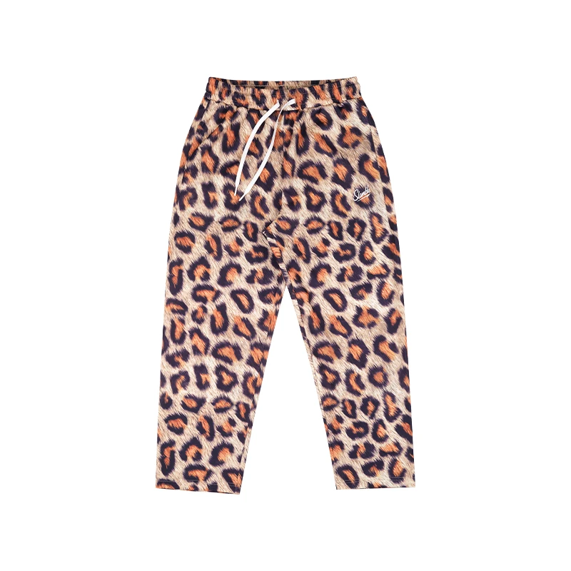 SLAMBLE美式豹纹九分直筒高弹运动休闲篮球睡裤长裤男女满印宽松