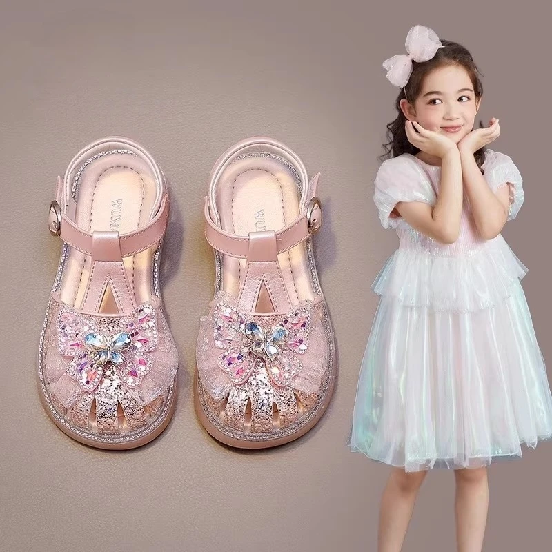 ABC女童鞋子儿童公主包头凉鞋2025新款夏季夏款水晶宝宝女孩洋气