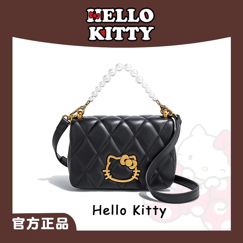 Mesuca/麦斯卡三丽鸥凯蒂猫时尚小众百搭黑色小香风菱格包-41169