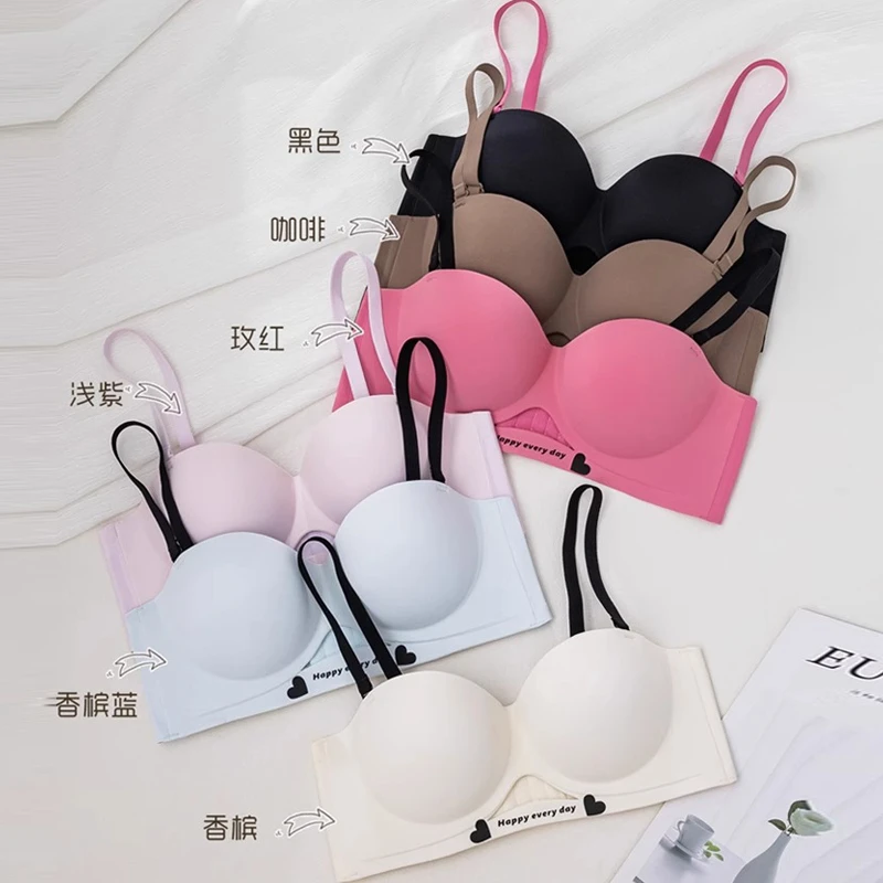 超加厚内衣女平胸小胸聚拢显大防滑外扩抹裹胸圆圆杯文胸罩无肩带