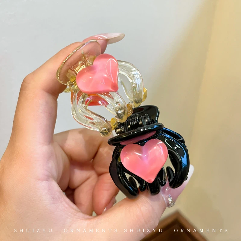时尚韩风简约爱心南瓜设计可爱抓夹女士气质贝质感甜美清新珠水貂