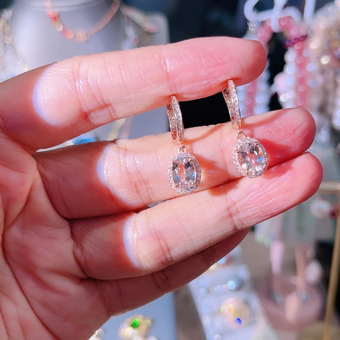 绿柱石耳饰银S925镶嵌古*晨