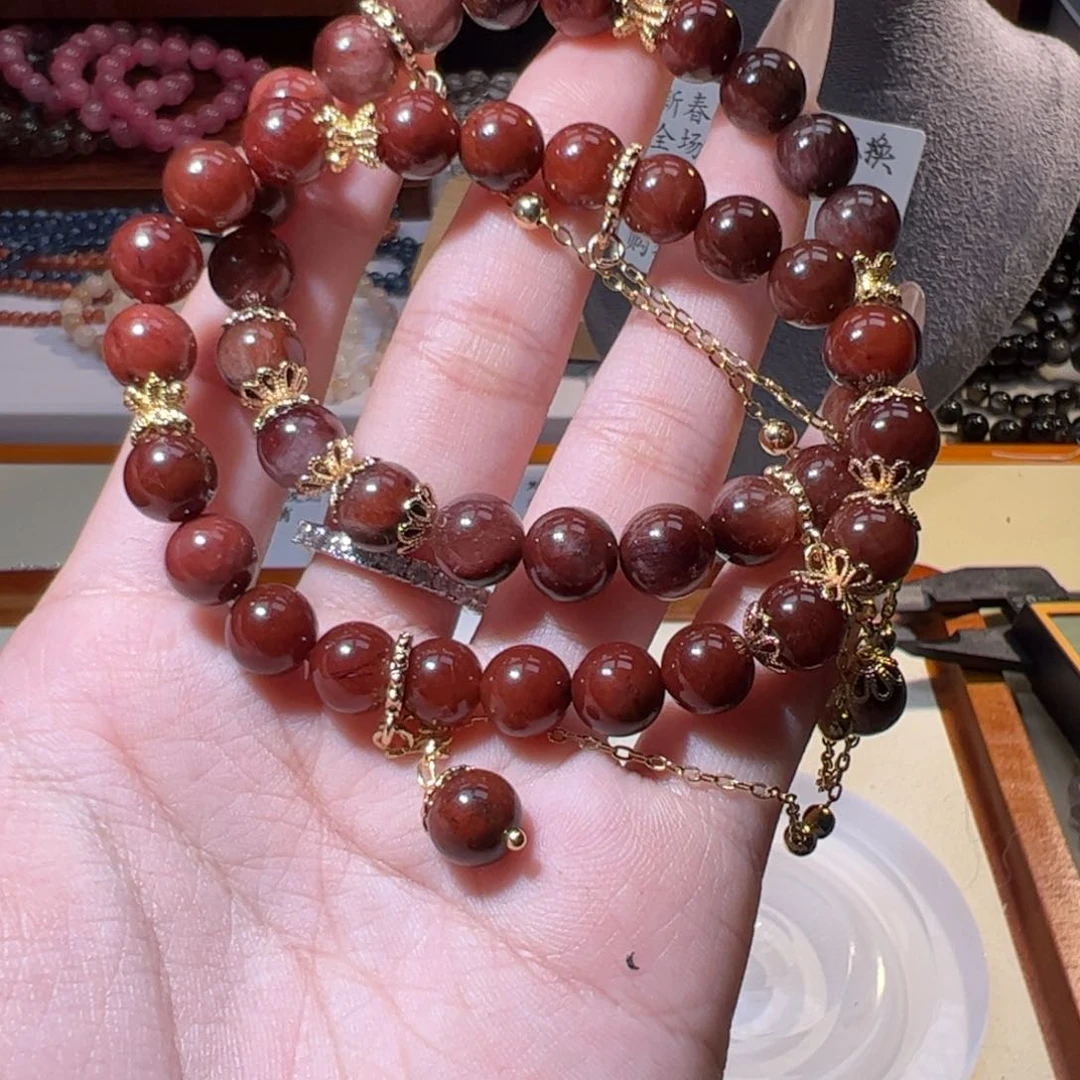 水晶手链合金红兔毛设计款8+D007