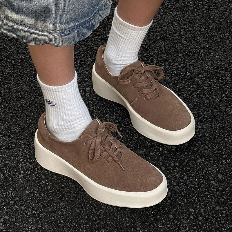 2025夏季男士时尚休闲鞋厚底增高牛皮反绒皮运动鞋百搭透气板鞋男