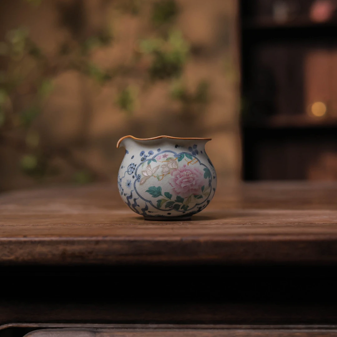 【朴云堂】海藻鱼开窗牡丹花口公道杯-230ml(朴公道0052)