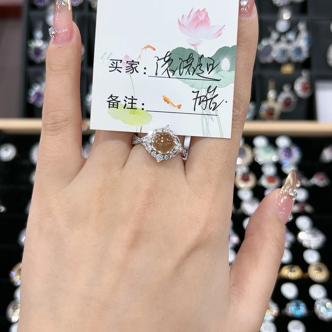 黄晶戒指银S925镶嵌戒指