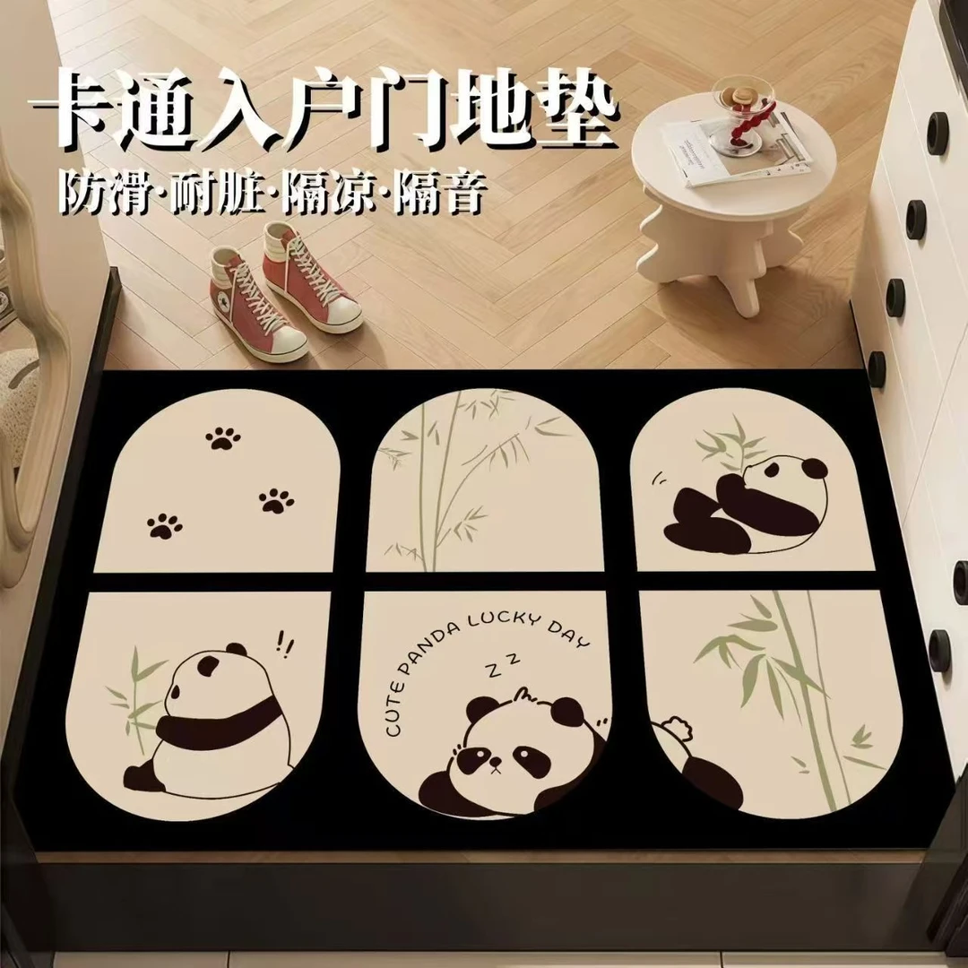 【慵懒熊猫50*80cm】硅藻泥吸水防滑脚垫浴室入户门垫速干厨房地垫