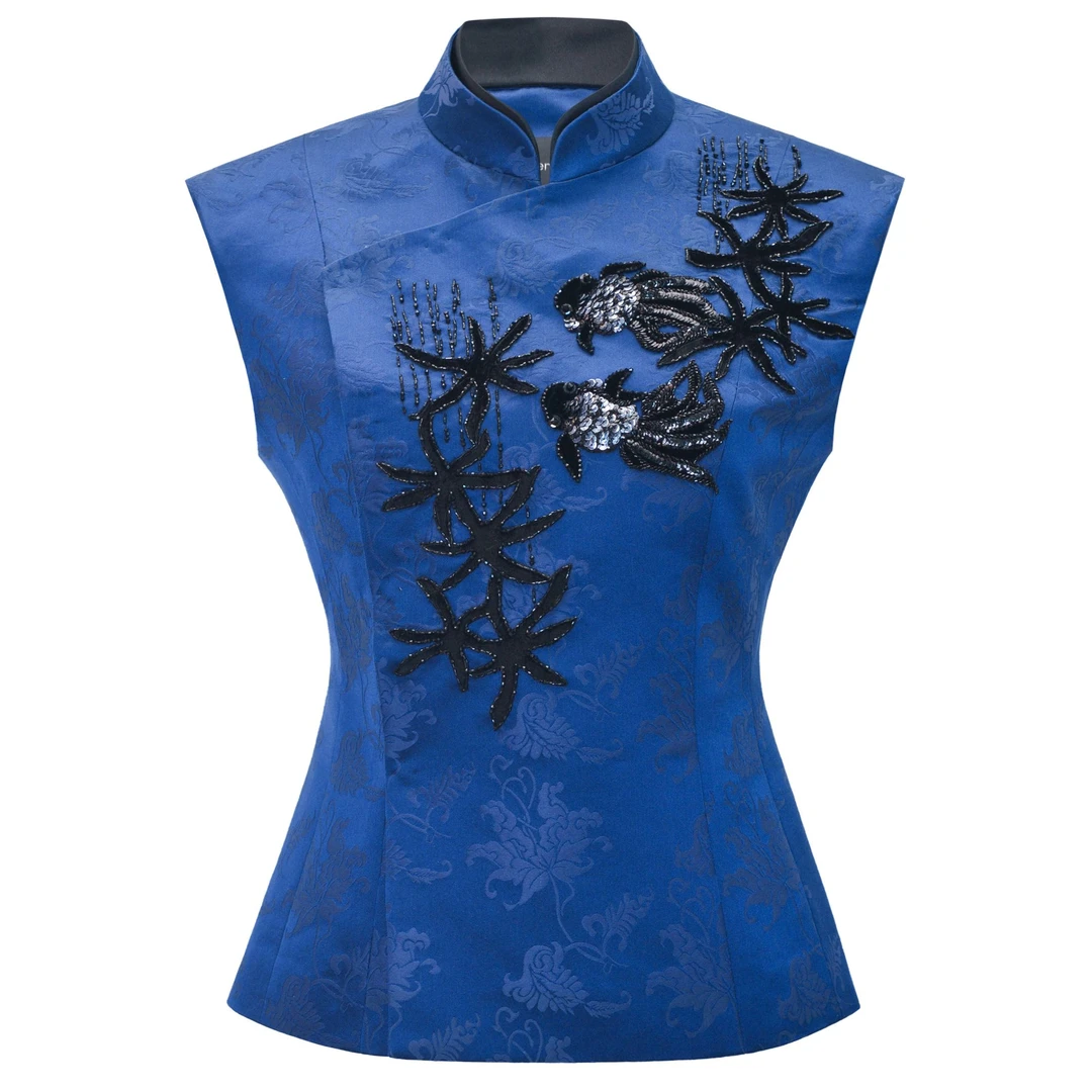 W066海青提花马甲