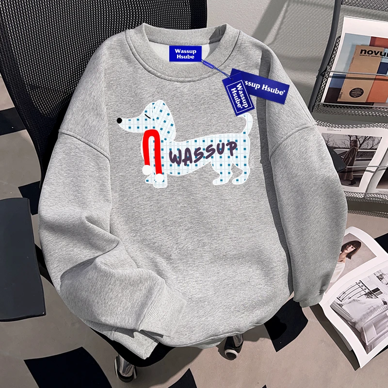 WASSUP HSUBE重磅美式潮流ins圆领卫衣秋冬季慵懒宽松青少年上衣