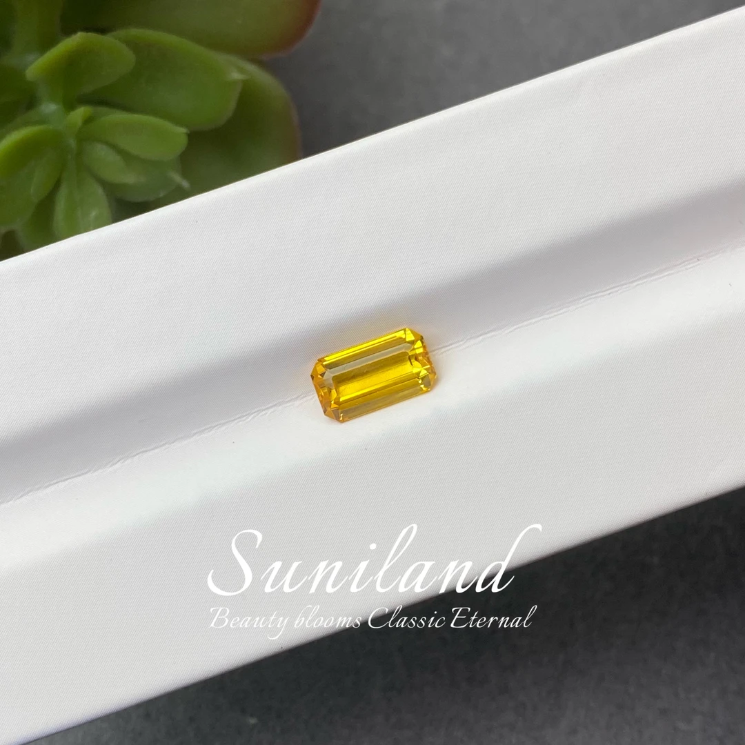 C282-2.10ct-八角形天然老烧金丝雀黄蓝宝石/GRC证书2501200164