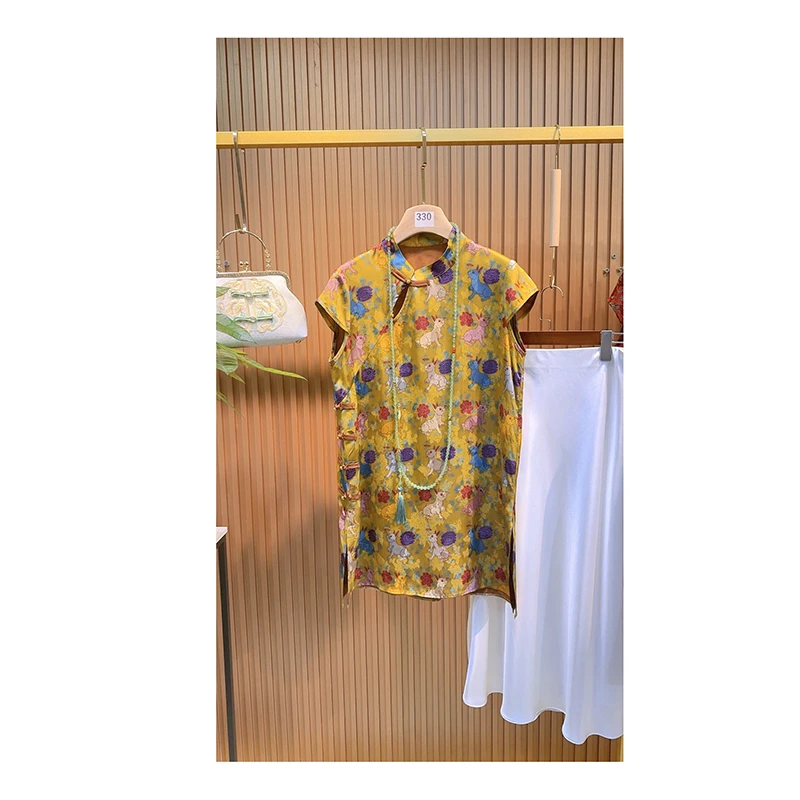 【金兔送福】唐装新中式宝儿同款气质网红时尚百搭夏季复古双面提花