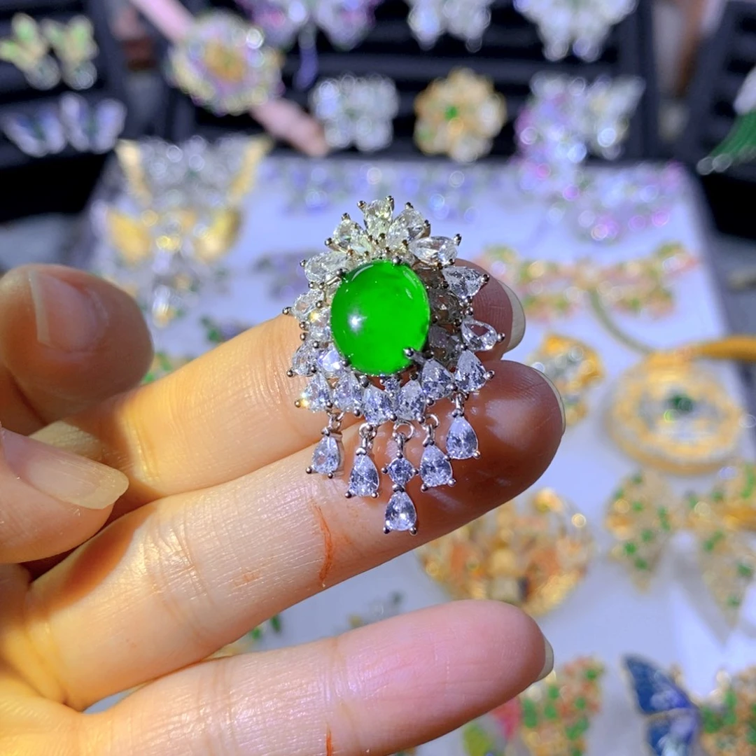 颈饰银S925镶嵌翡翠