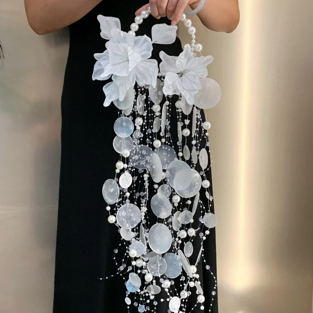 贝壳新娘手拎花diy材料包新婚手捧花高级成品2025年新款实用