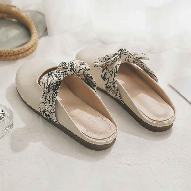 羊皮版~春季无后跟懒人晚晚法式绝美包头半托鞋女夏外穿2025新款