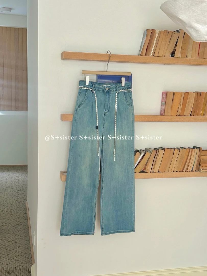 (晓晓家)春夏新款百搭显瘦牛仔裤窄版阔腿拖地裤