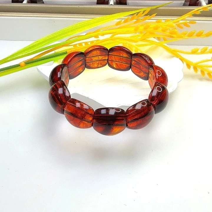【正品保障】血药珀满血紫杉醇精美收藏级DIY椭圆手串20mm
