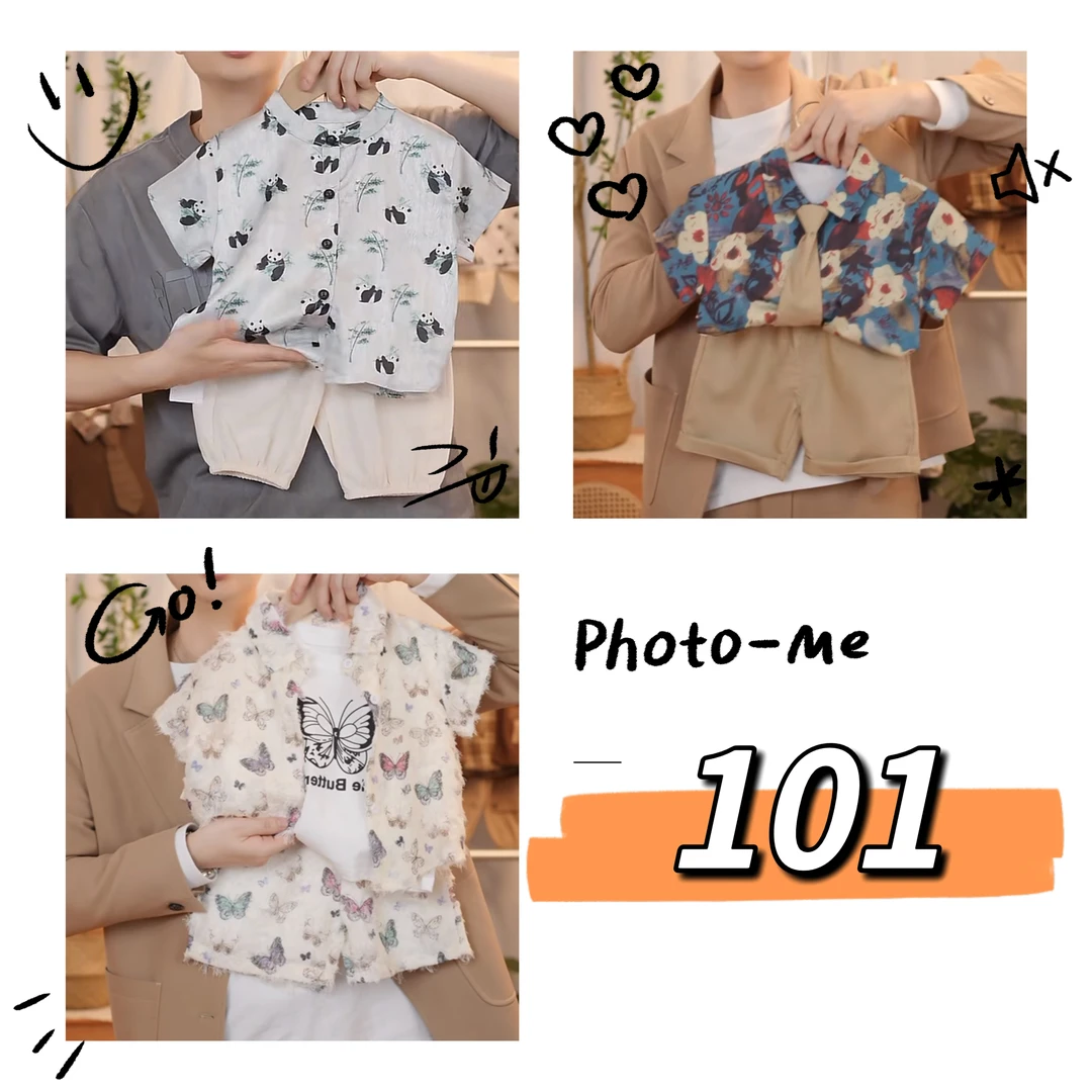 (夏季组合套装)男女童组合套装夏季时尚套装潮流印花男童休闲