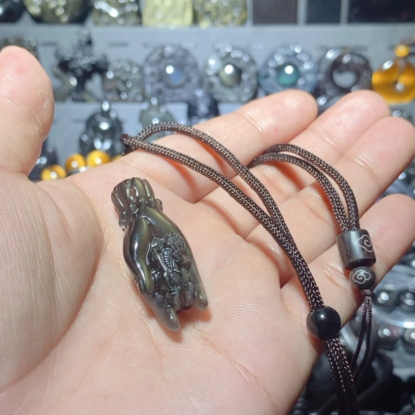 【闪购商品】黑曜岩颈饰未镶嵌胖****播