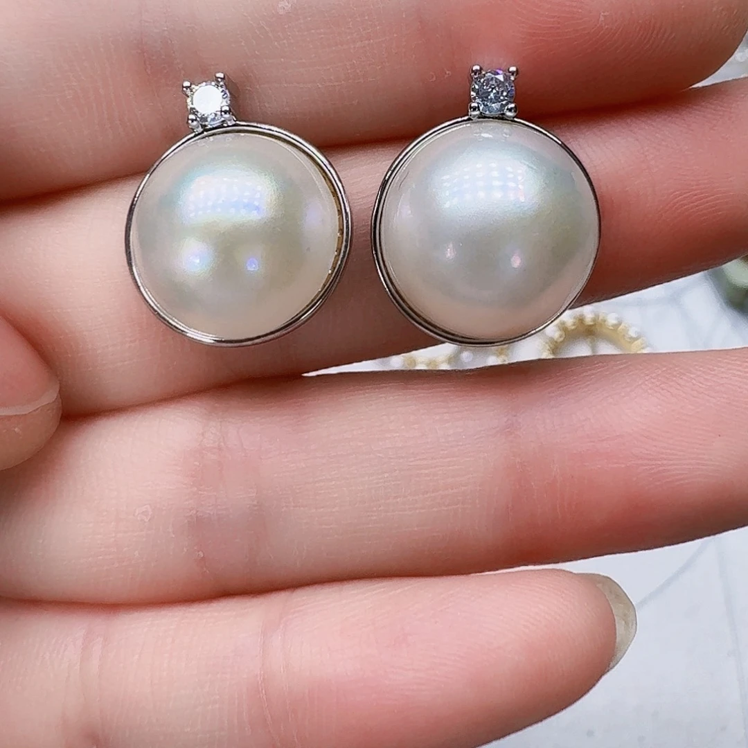 耳饰未镶嵌拼合珍珠（马贝珠）