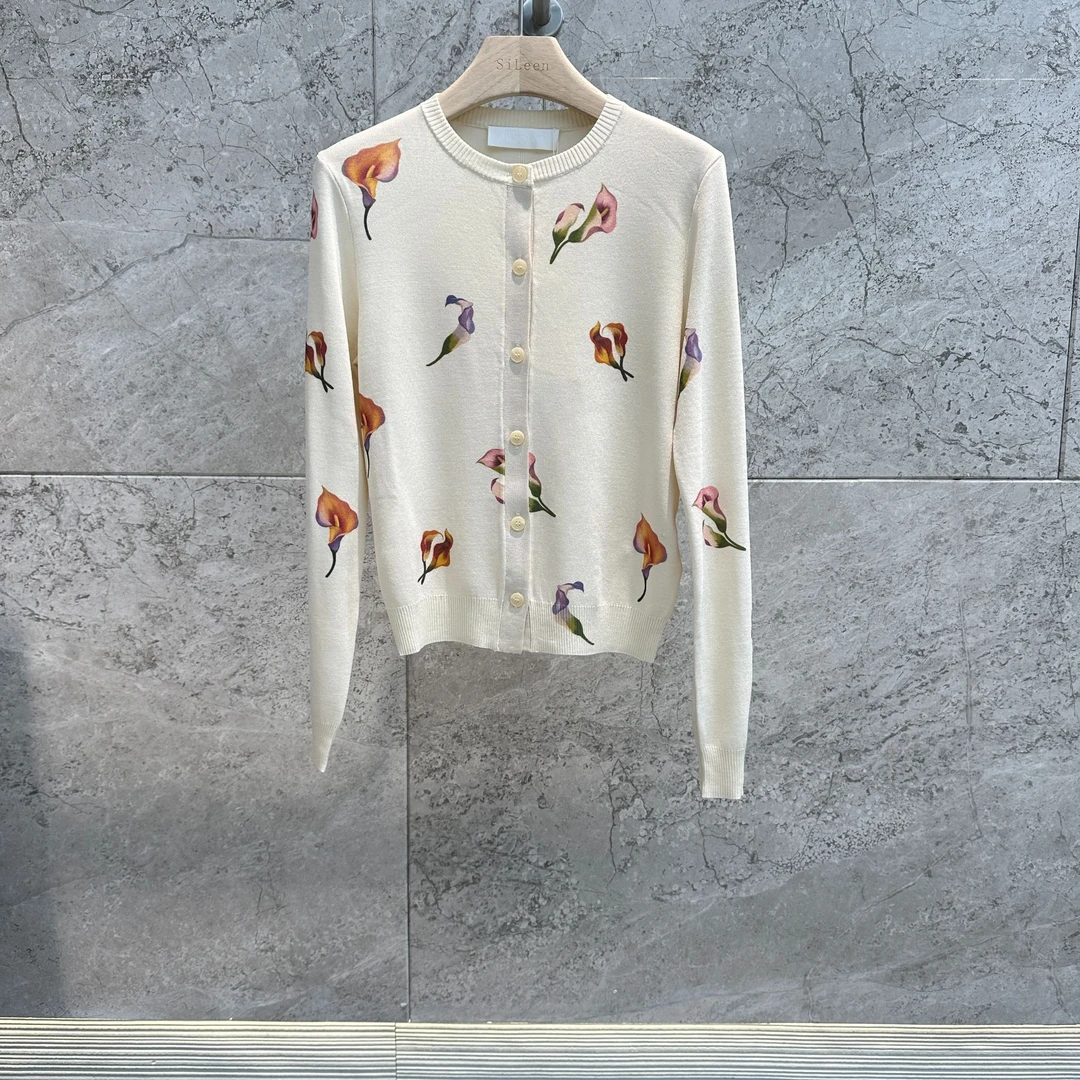 【UHOO WU】设计师品牌25年春新品印花毛衣开衫TPNO50330