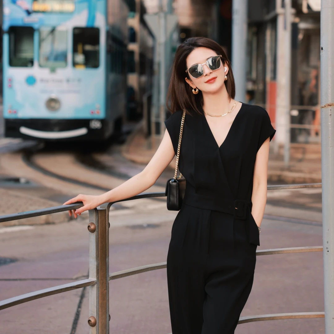 显瘦滤镜 25年醋酸夏款高级感显高显瘦连体裤#299