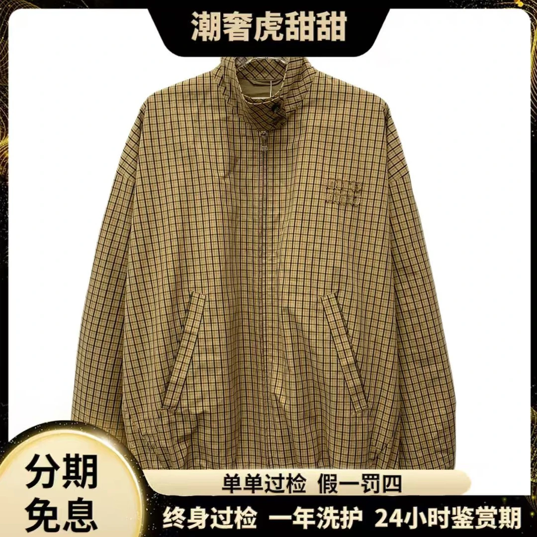 99新 MIU MIU/缪缪  HW0317  24款logo格子外套 38 S码 潮奢虎
