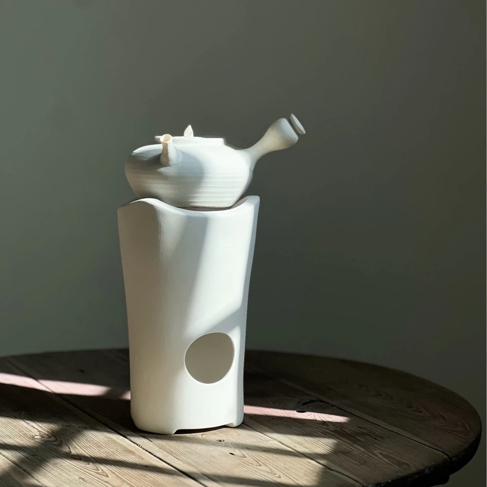 日式手作白泥炭炉功夫茶炉砂铫风炉煮茶家用小火炉木碳炉烧水炉子