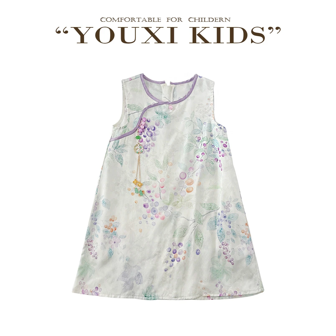 现飞飞家·25新款洋气女童夏季国风宽松清凉无袖连衣裙FF2842