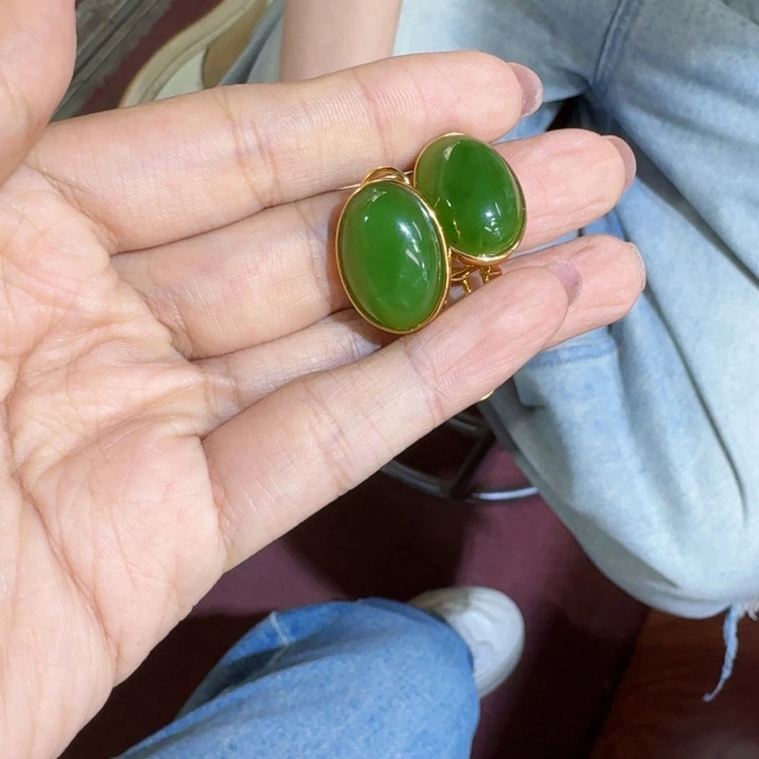 和田玉银S925镶嵌耳饰多样性拍一发一