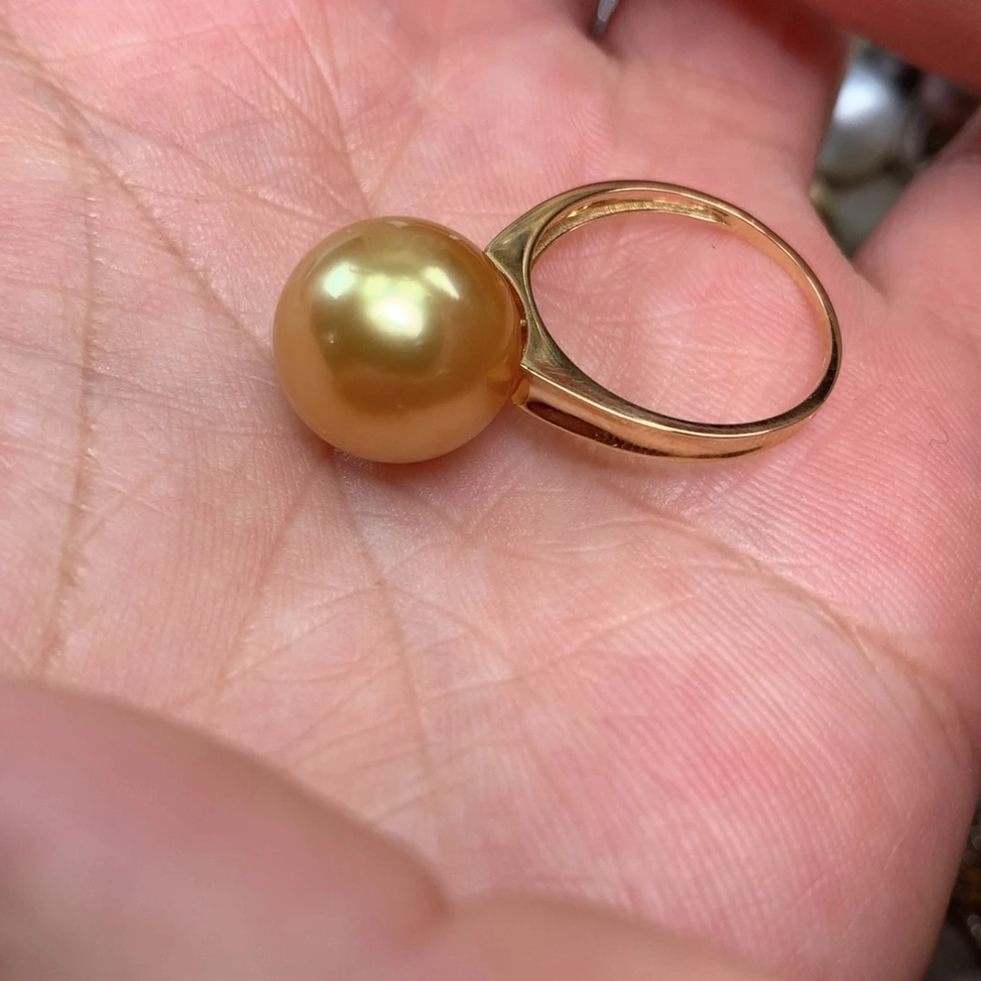 海水珍珠戒指18K金镶嵌