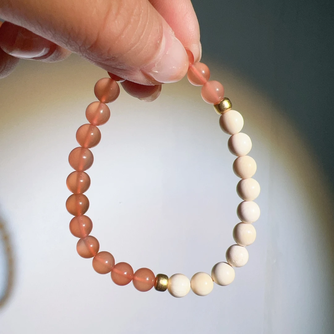 7mm天然猛犸牙手串单圈DIY