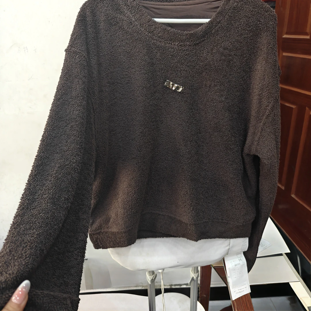 （柚子同款）秋季圆领长袖时尚毛毛T恤88105