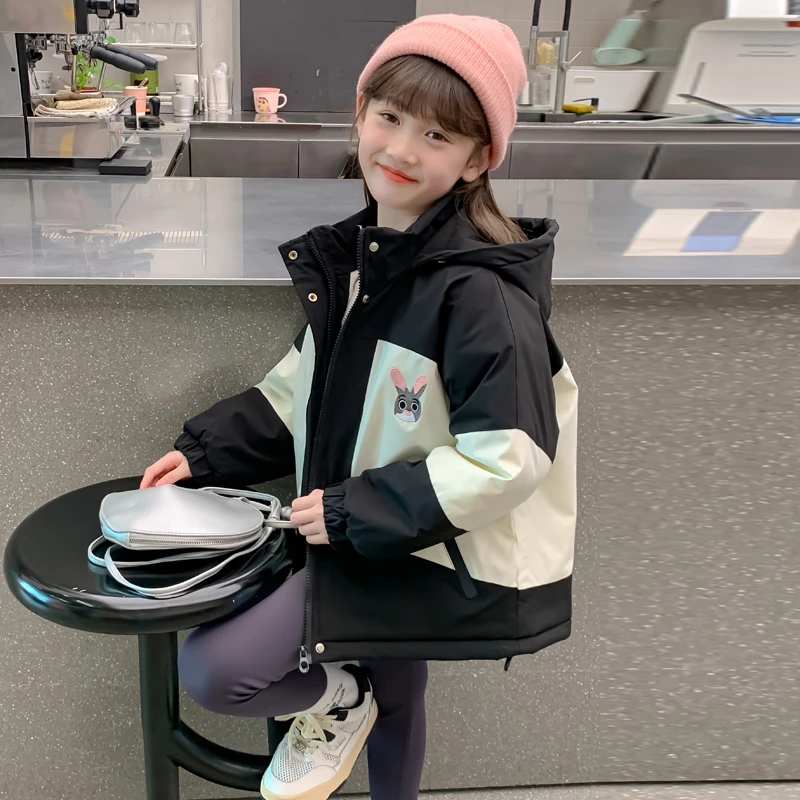 女童秋装棉袄外套2025新款儿童洋气女孩秋冬夹棉加厚兔子棉衣棉服