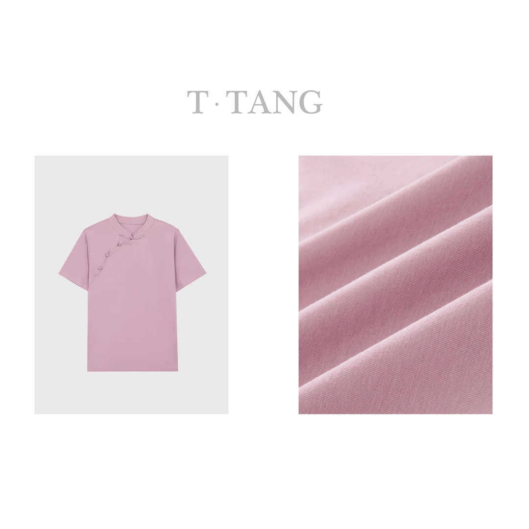 FL夏季40s冰感弹力棉中国风新中式立领斜襟盘扣复古T恤【6228】NN